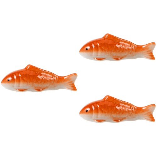 3pcs orange ceramic fish - orange,