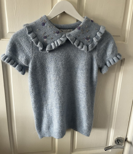 Zara blue beaded - beaded, ruffle