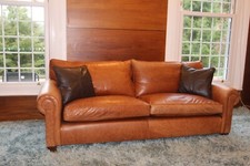 Quality bespoke handmade sofa brown aniline leather  RRP 5500 new