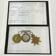 WW1 Medal Trio Gunner Edward J Annis Royal Garrison Artillery 4006