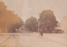 Edwardian Real Photo Postcard Red Road Loughton Essex Men Bicycle 1906