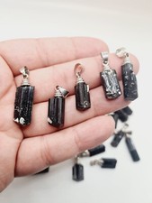 Natural Black Tourmaline Crystal Pendant  Gemstone 15_25mm 