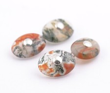 Pair Antique Cufflinks Scottish Moss Agate Cabochon & .800 Silver Mens