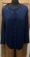 Bon Marche Size 16 Cardigan Glitter Cover Up Beaded Womens Ladies Blue