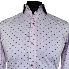 GUIDE LONDON Mens Long Sleeve Shirt MEDIUM 40" Chest Pink Floral Design
