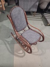 Antique Thonet Bentwood Rocking Chair Upholstered In Good Condition 