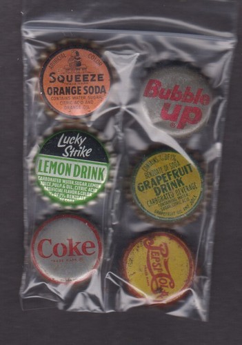 Old soda bottle caps - 6, squeeze