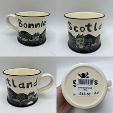 Moorland Pottery Bonnie Scotland Mug Born & Bred Black/Cream Handmade VGC