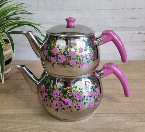 Vintage floral turkish teapot - vintage,
