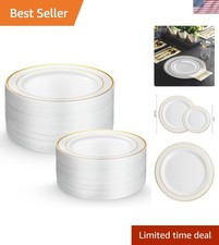 60 Gold Plastic Plates Set, 30