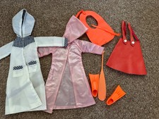 7x Vintage Sindy & Sindy sized coats, pinafore, life jacket, bundle job lot 