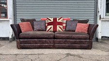 Barker And Stonehouse Wallis Drop Arm Knowle Leather 4 Seater Sofa