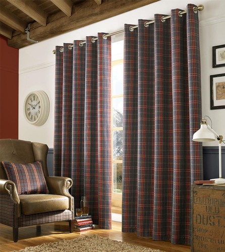 Denim red tartan check - denim,