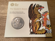 2021 BRILLIANT UNC QUEENS BEASTS FIVE POUNDS £5  THE GRIFFIN OF EDWARD III