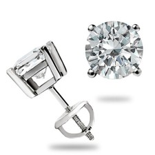 2 Ct Brilliant Round Cut MOISSANITE Earrings Studs Solid 14K White Gold ScrewBk