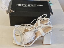 White Wide Fit Croc Loop Ankle Tie Round Toe Sandals Pretty Little Thing Uk 8 