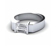 Mens Solid 950 Platinum Ring 2.15ct Emerald Cut Peaceful Sail RRP £3009 Glamira