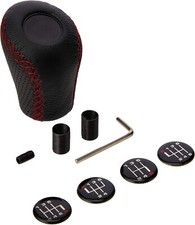 Sumex Race Sport Leather Gear Shift Knob Cover Classic Black & Red Stitch