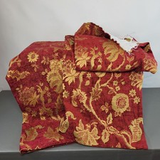 Burgundy Vintage Curtains With Floral Details 2 Panels 55" Drop & 64" Wide Each