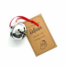 40mm Silver Santa Believe Jingle Bell Polar Express Metal Christmas Magic Gift