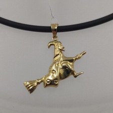 18K Gold Pendant. Lucky Witch