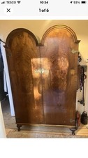 Vintage Retro Antique Unusual Curved Top Double Wardrobe Free Standing