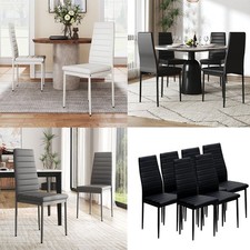 2/4/6pcs Dining Chairs Kitchen Dinning Room Metal Legs PU Leather Padded Seats
