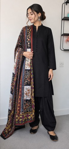 Ladies 3pcs lawn with silk - with,