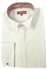 WHITE  Factory Seconds Wing Collar Dress Shirt Prom Wedding