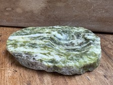 Vintage Carved Ashtray, Natural Green Onyx Marble Or Serpentine.