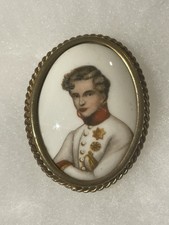 Military Portrait Miniature, Limoges Brooch