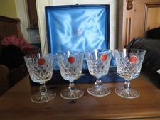 Thomas Webb set of 4 crystal cut small wine glasses Warwick in presentation box