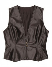 VINTAGE Womens Faux Leather Waistcoat UK 12 Medium Black Colourblock CS02