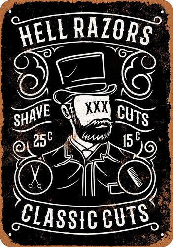 Metal sign hell razors - sign,