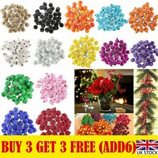 40 Heads Artificial Frosted Holly Berry Flowers Fruit Home Wedding Party Decor