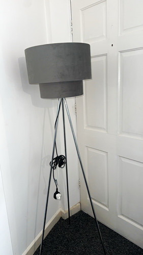 Tripod floor lamp grey - tripod, drum