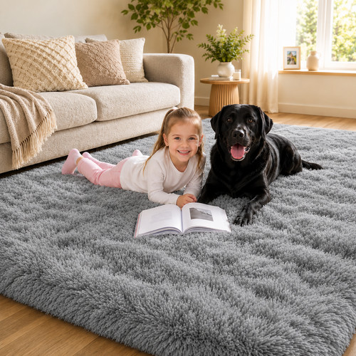 Large shaggy rug fluffy - rug,