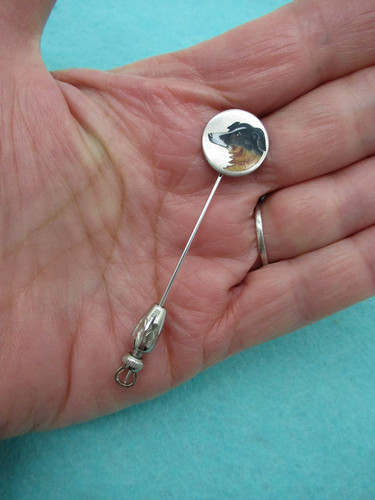 C1880 enameled silver stickpin - c1880,