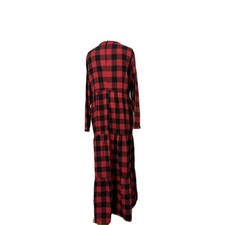 Zanzea Red Black Check Maxi