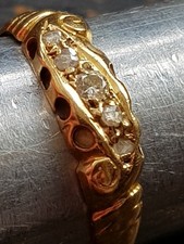 18ct Yellow Gold Diamond Ring Size UK L Antique Edwardian circa 1909