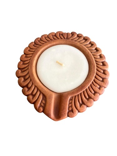 Terracotta diya floral earthen - diya,