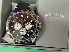 New Gents Rotary Black Dial Chronograph 100M Black leather strap GS05115/04 BNIB