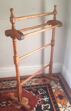 Vintage Antique Victorian Wooden Towel Rail Five Rails