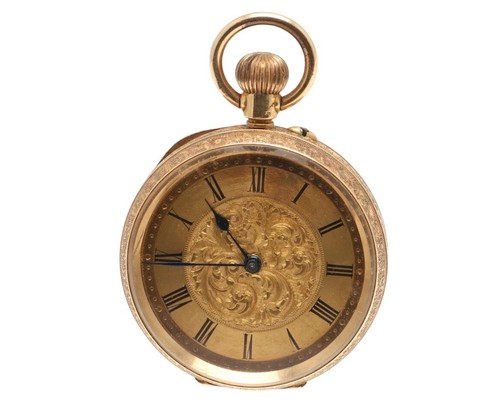 18k gold engraved pocket watch - gold,