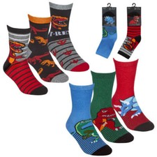 new 3prs boys dinosaur socks/t-rex.UK size 6-8.5,9-12 or 12-5-3.5