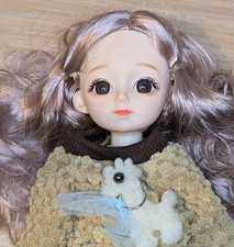 BJD Doll 30 cm with Full Autumn Outfit Pink Hair Redressable