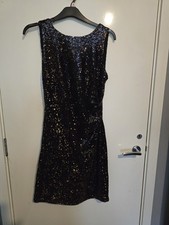 Zara Basic Collection Black With Gold  Sequin Scoopback Bodycon Dress Size L