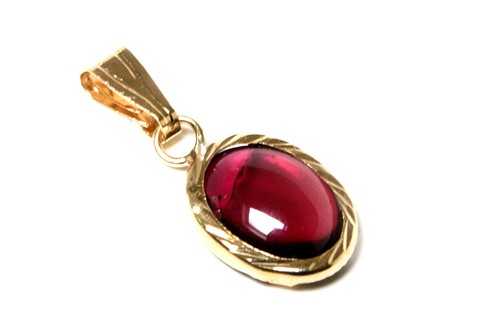 9ct gold oval garnet - gold, pendant