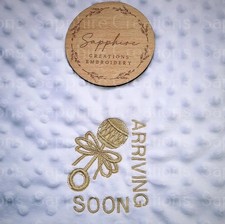 Gold White Embroidered Baby Personalised Blanket Gypsy Romani Rattle Boys Girls