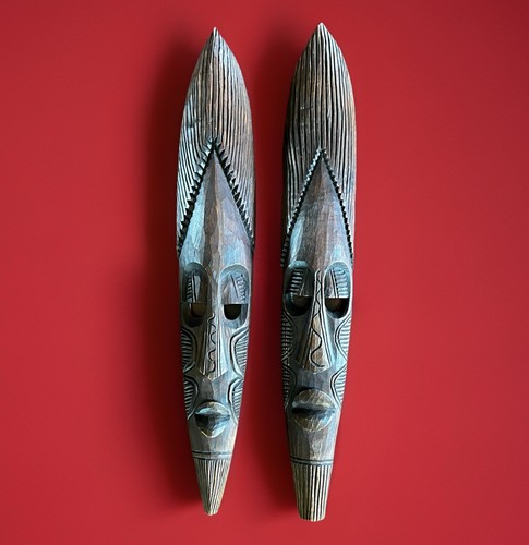 Vintage wooden african mask - african,